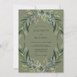 Convites Casamento com Coroa de Olive Periwinkle