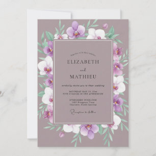 Convites Casamento com Coroa de Orquídea Roxa