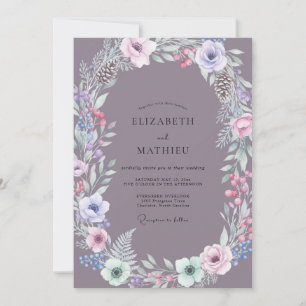 Convites Casamento com Coroa de Pinheiro Roxo