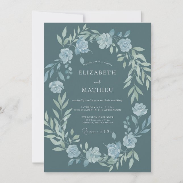 Convites Casamento com Coroa de Prata em Slate (Frente)