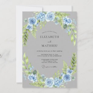 Convites Casamento com Coroa de Rosas Azure