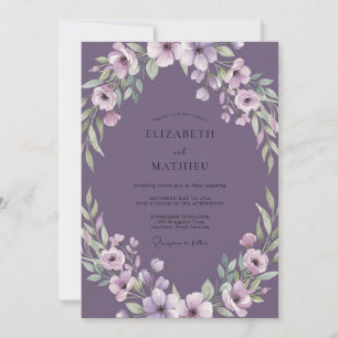 Convites Casamento com Coroa de Roxo Suave
