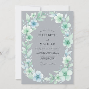 Convites Casamento com Coroa de Slate Aqua