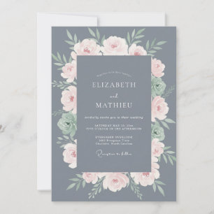 Convites Casamento com Coroa de Slate Pale Blush
