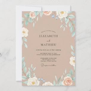Convites Casamento com Coroa de Taupe Champagne