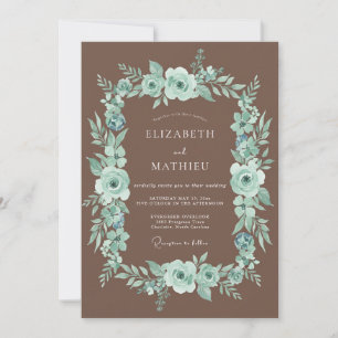 Convites Casamento com Coroa Opulenta Turquesa