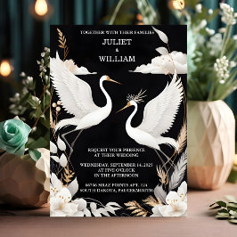 Convites Casamento com Crane da Nuvem da Rússia da Pena Bra