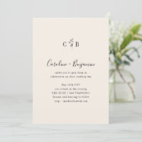 Casamento com Creme de Marfim Floral de Monograma 
