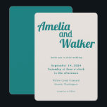 Convites Casamento com Creme de Teal Retro Delight<br><div class="desc">Apresentando nosso design de convite para casamento "Retro Delight", onde a simplicidade encontra charme de vintage. Esta design é uma mistura harmoniosa de minimalismo moderno e elementos nostálgicos, criando uma experiência visual única para o seu dia especial. O design apresenta um azul lacrimogêneo que traz um pop de cor vibrante,...</div>