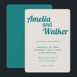 Convites Casamento com Creme de Teal Retro Delight<br><div class="desc">Apresentando nosso design de convite para casamento "Retro Delight", onde a simplicidade encontra charme de vintage. Esta design é uma mistura harmoniosa de minimalismo moderno e elementos nostálgicos, criando uma experiência visual única para o seu dia especial. O design apresenta um azul lacrimogêneo que traz um pop de cor vibrante,...</div>