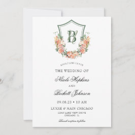 Convites Casamento com Crista Floral de Pêssego