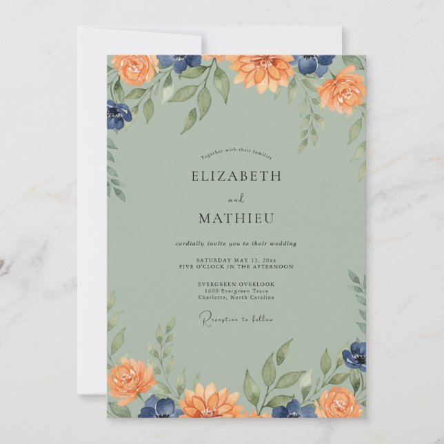 Convites Casamento com Dahlia Amber Moss (Frente)