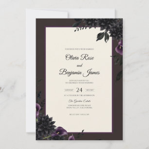 Convites Casamento com Dahlia de Flor Silvestre em Plumagem