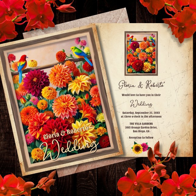 Convites Casamento com Dahlia Garden (Criador carregado)