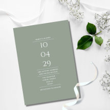 Casamento com Data de Foto em Verde Sage Minimalis