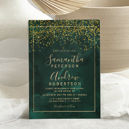 Convites Casamento com datilografia verde "confetti"
