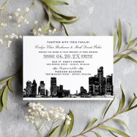 Casamento com Deco de Arte Negra de Detroit Skylin