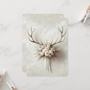 Convites Casamento com Deer Antlers com Buquê Bridal