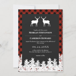 Convites Casamento com Deer Bucks Russos de Buffalo Vermelh