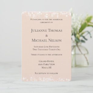 Convites Casamento com Desfoque Branco Rosa de Pêssego
