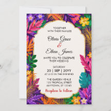 Casamento com Design Floral de Folhas Tropicais