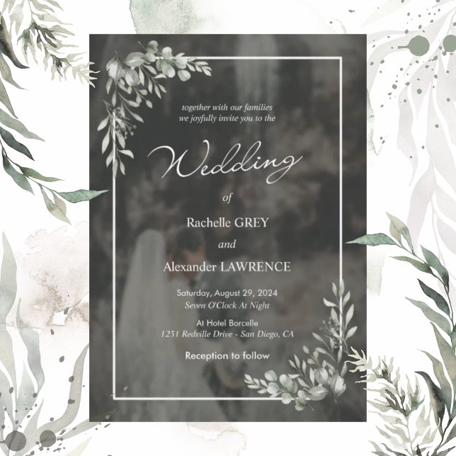 Convites Casamento com Design Floral Elegante de Eucalipto  (Criador carregado)