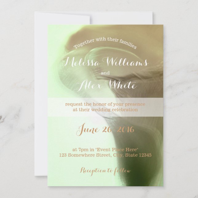 Convites Casamento com Detalhe da Flor Romântica (Frente)