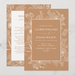 Convites Casamento com Detalhes em Arte Linear Floral de Te