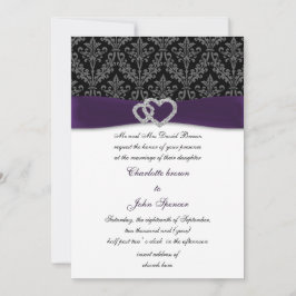 Convites Casamento com Diamante e Roxo Roxo Elegante