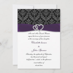 Convites Casamento com Diamante e Roxo Roxo Elegante