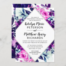 Casamento com Diamante Floral Violet Watercolor En