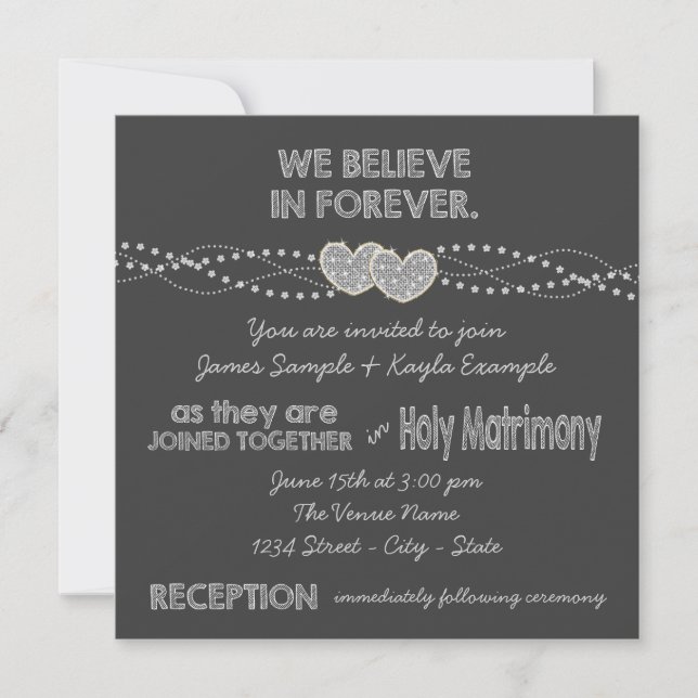 Convites Casamento com dois corações (Frente)