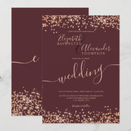 Convites Casamento com dourado-rosa de-chic confetti burgun