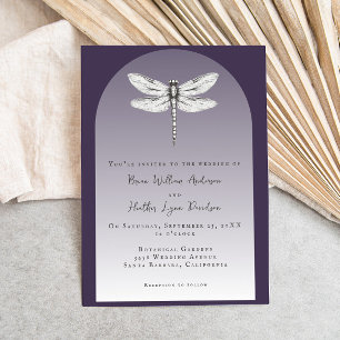 Convites Casamento com Dragonfly Roxo Escuro