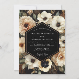 Convites Casamento com Efeito Chiaroscuro em Creme e Carvão
