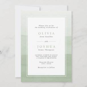 Convites Casamento com Efeito Ombre em Verde Oliva Simples