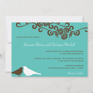 Convites Casamento com elegância moderna de aves do amor do