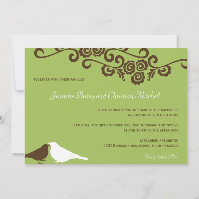 Convites Casamento com elegância moderna e verde de amor ao (Frente)