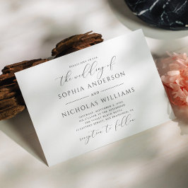 Convites Casamento com elegante caligrafia em preto e branc