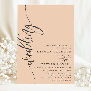 Convites Casamento com Elegante Letra de Caligrafia em Pêss