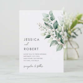 Convites Casamento com Elegante Minimalismo de Eucalipto Ve