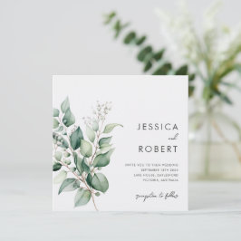 Convites Casamento com Elegante Minimalismo de Eucalipto Ve