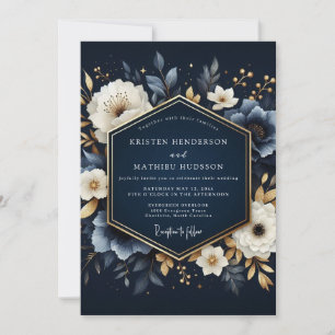 Convites Casamento com Encantamento Florido Naval