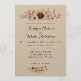 Convites Casamento com Estilo de País do Buquê de Girassol