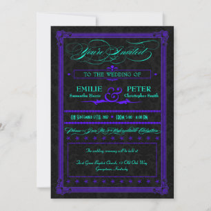 Convites Casamento com estilo Poster de chá e roxo elétri