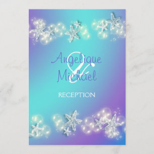 Convites Casamento com estrelas da praia azul roxa