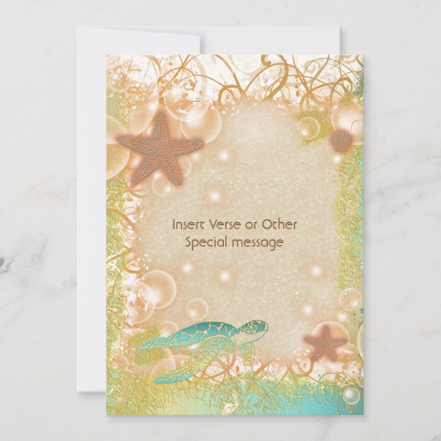 Convites Casamento com estrelas da tartaruga azul (Frente)