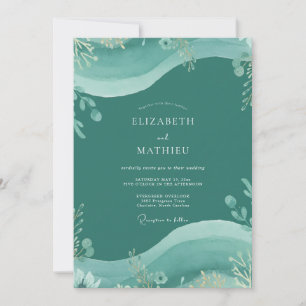 Convites Casamento com Eucalipto Azul-Esverdeado Escuro