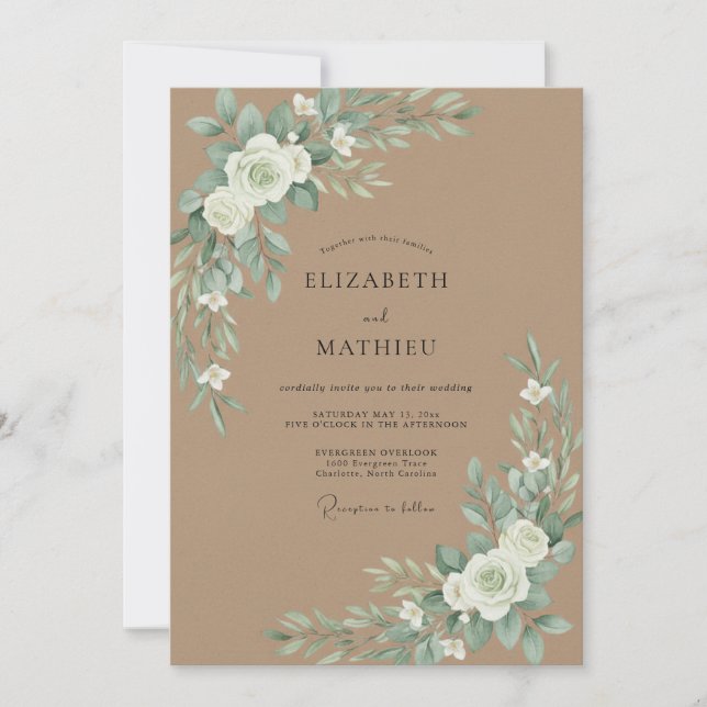 Convites Casamento com Eucalipto Caqui (Frente)