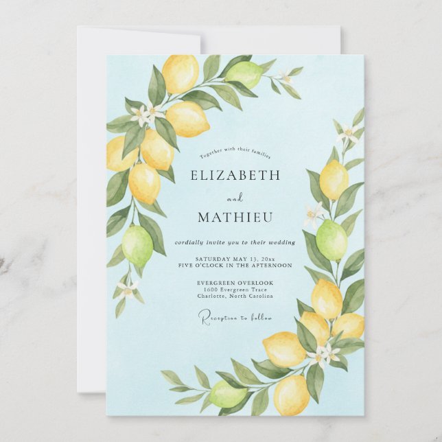 Convites Casamento com Eucalipto Cítrico Azul Pálido (Frente)